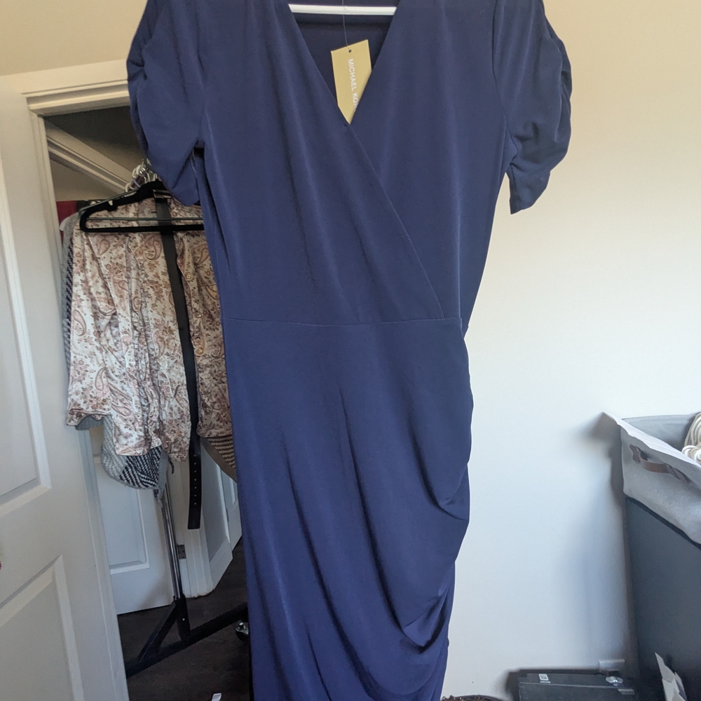 Elegant Blue Wrap Dress